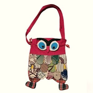 Far Nine Colorful Fabric Owl Purse Patch Adjustable Strap